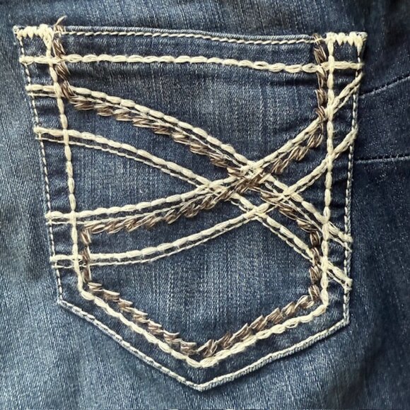 ARIAT π REAL Denim Mid Rise Bootcut Jeans Entwined Stitch Size 31L - Picture 11 of 15